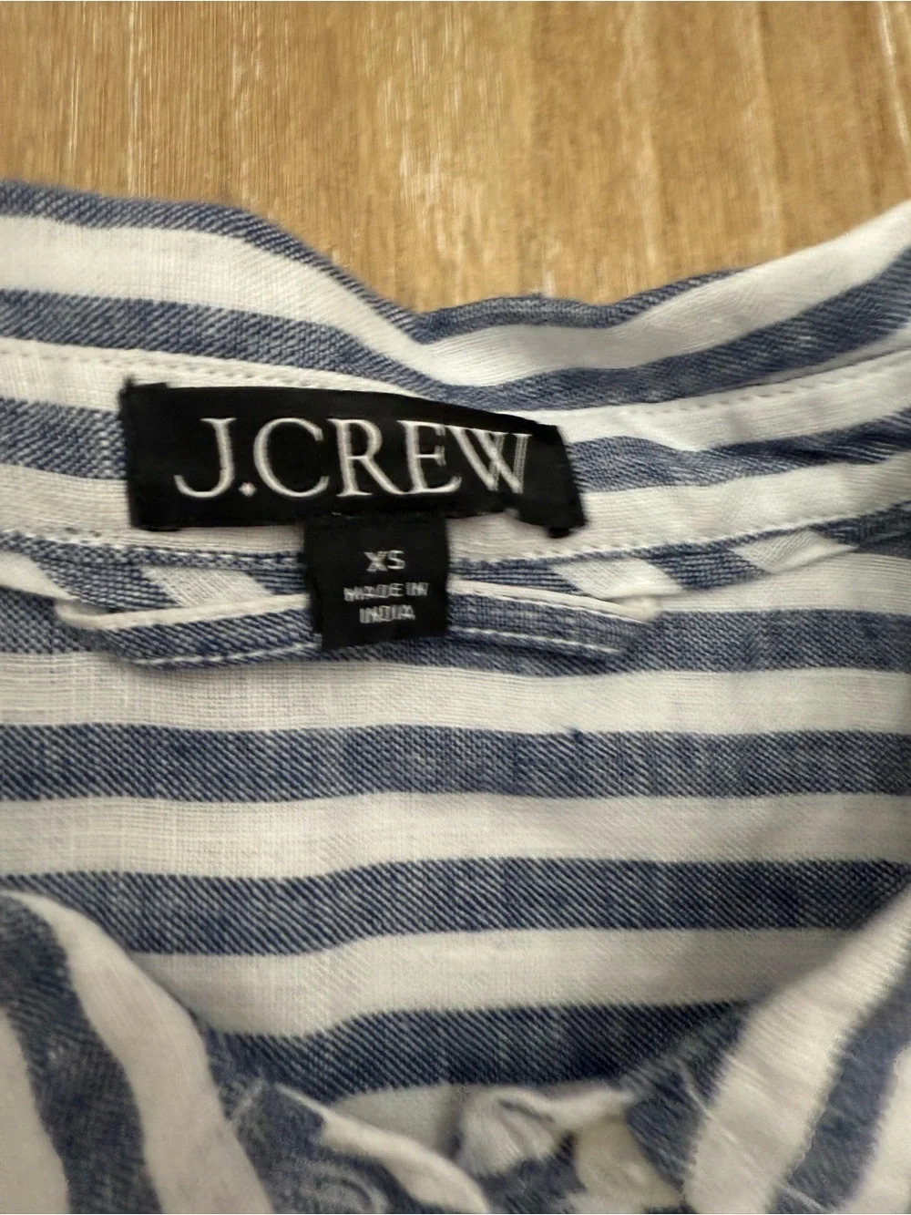 J.Crew Blue & White Striped Short Sleeve Linen Button-Down Shirt – Relaxed Fit